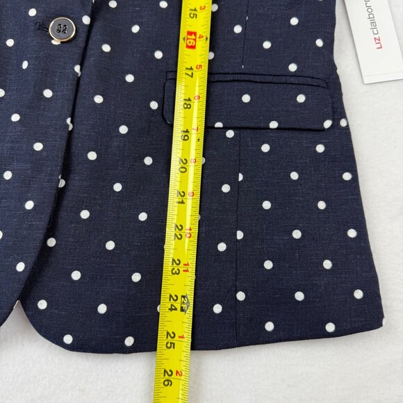 Liz Claiborne Women's Linen Blend Navy/White Dot Blazer Size 6 Notch Lapel NWT - Picture 12 of 12